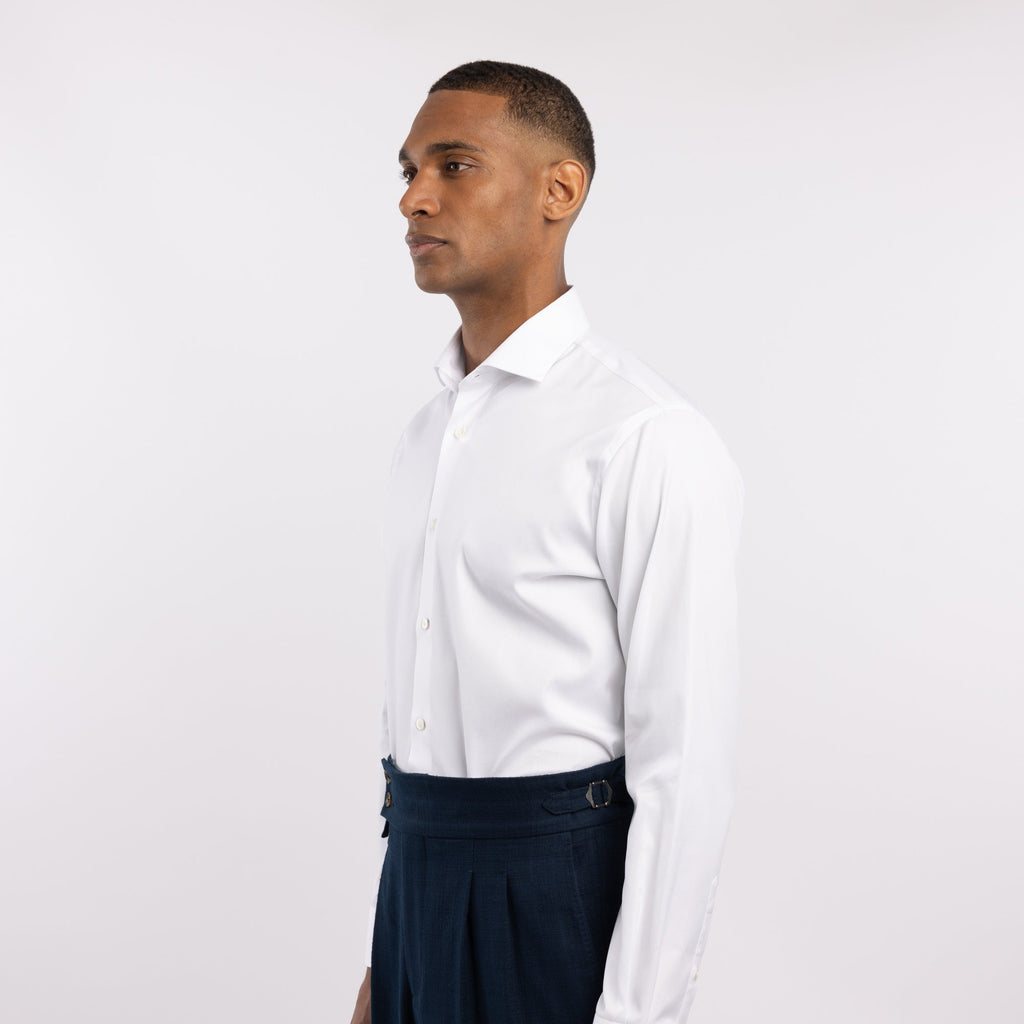 Chemise premium Thomas Mason en pinpoint blanc uni
