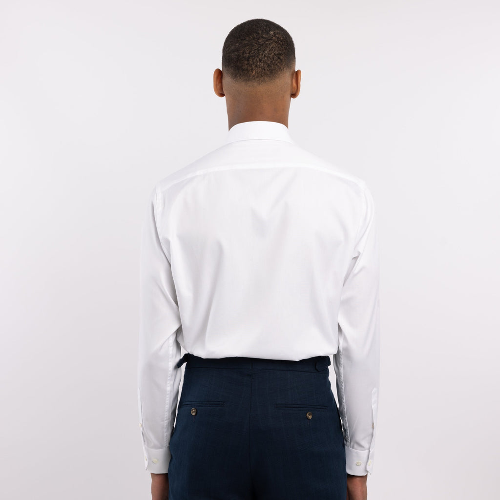 Chemise premium Thomas Mason en pinpoint blanc uni