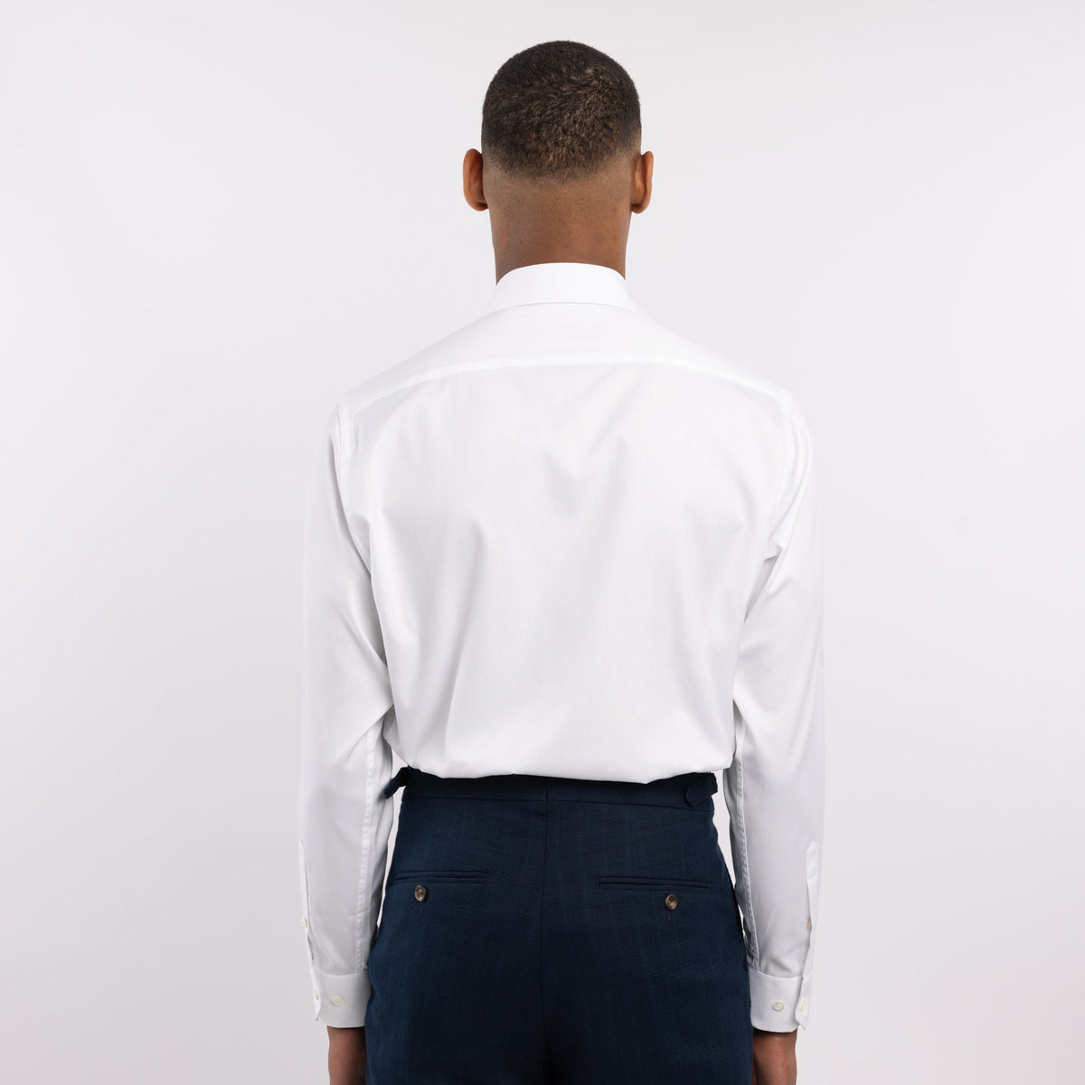 Chemise premium Thomas Mason en pinpoint blanc uni