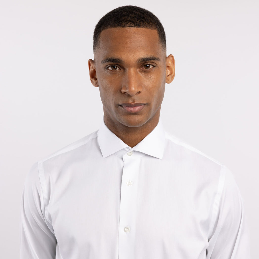 Chemise premium Thomas Mason en pinpoint blanc uni