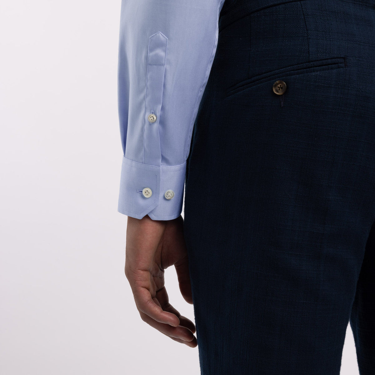 Chemise premium Thomas Mason en pinpoint bleu uni