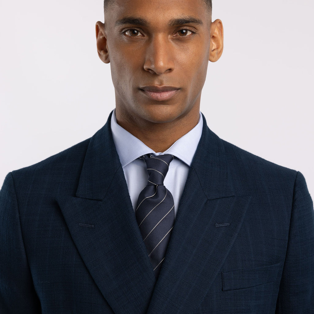Chemise premium Thomas Mason en pinpoint bleu uni