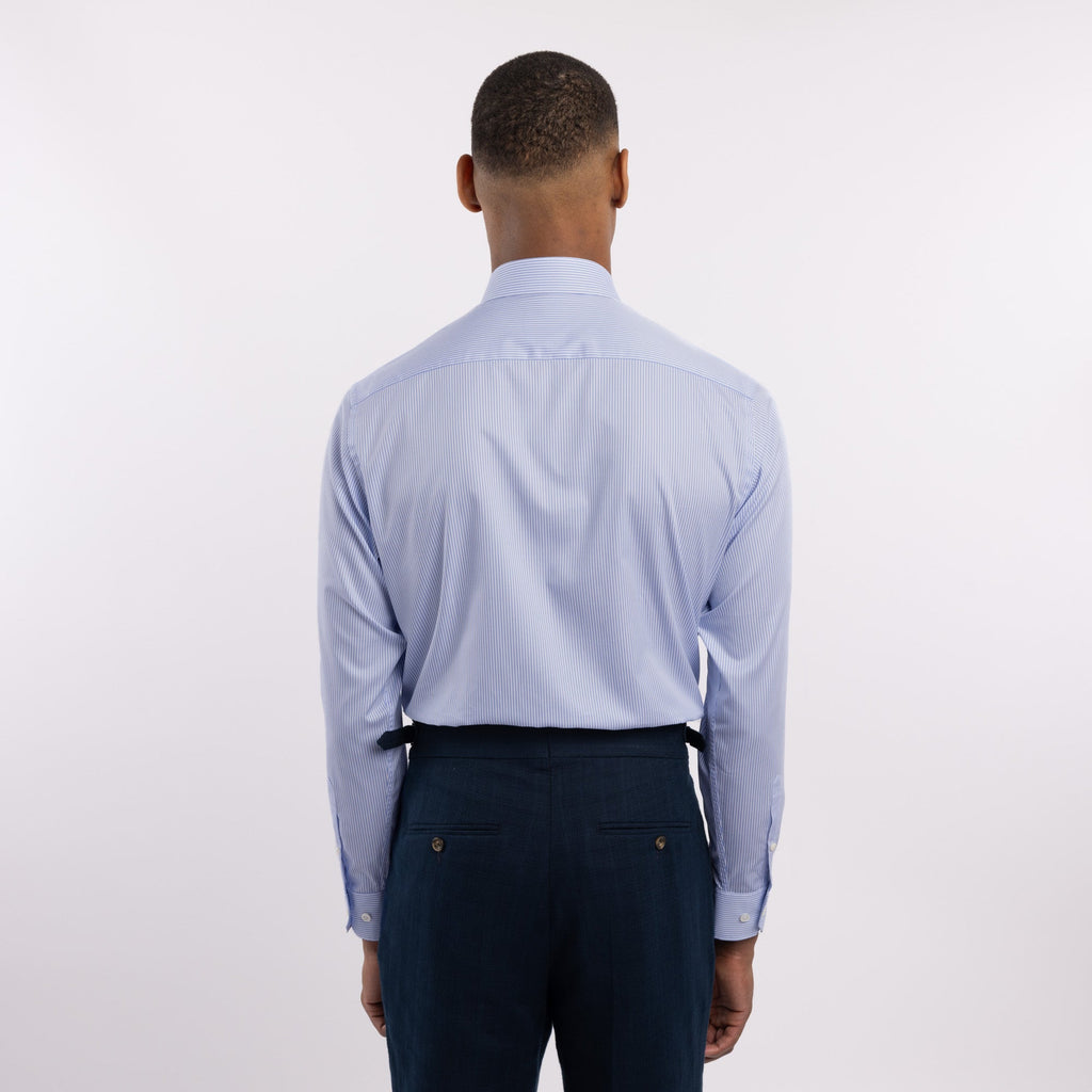 Chemise premium Thomas Mason en twill à rayures bleues