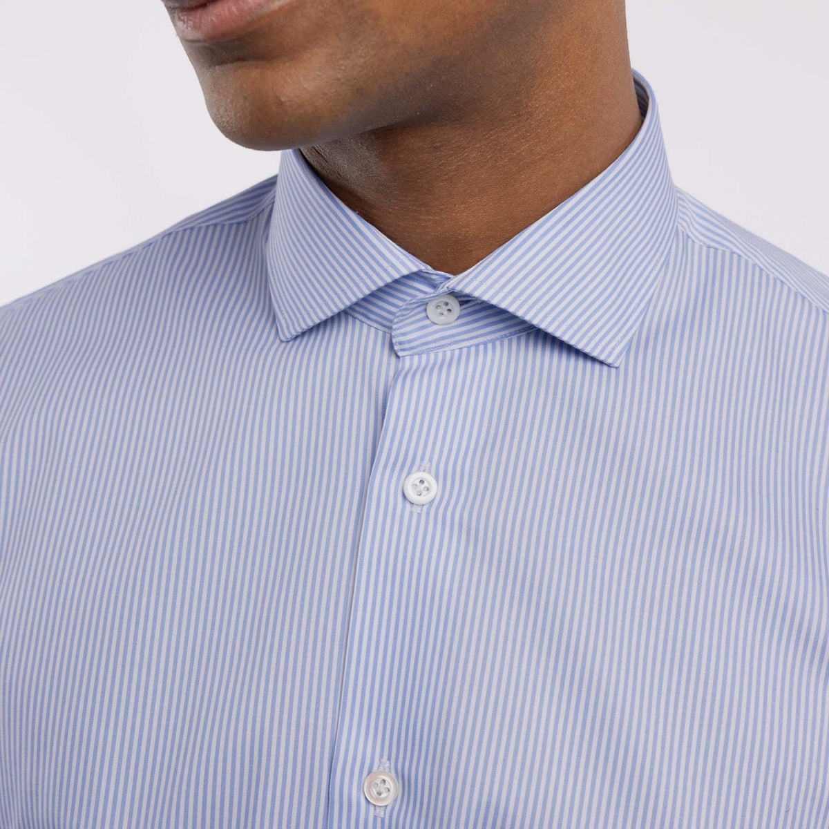 Chemise premium Thomas Mason en twill à rayures bleues