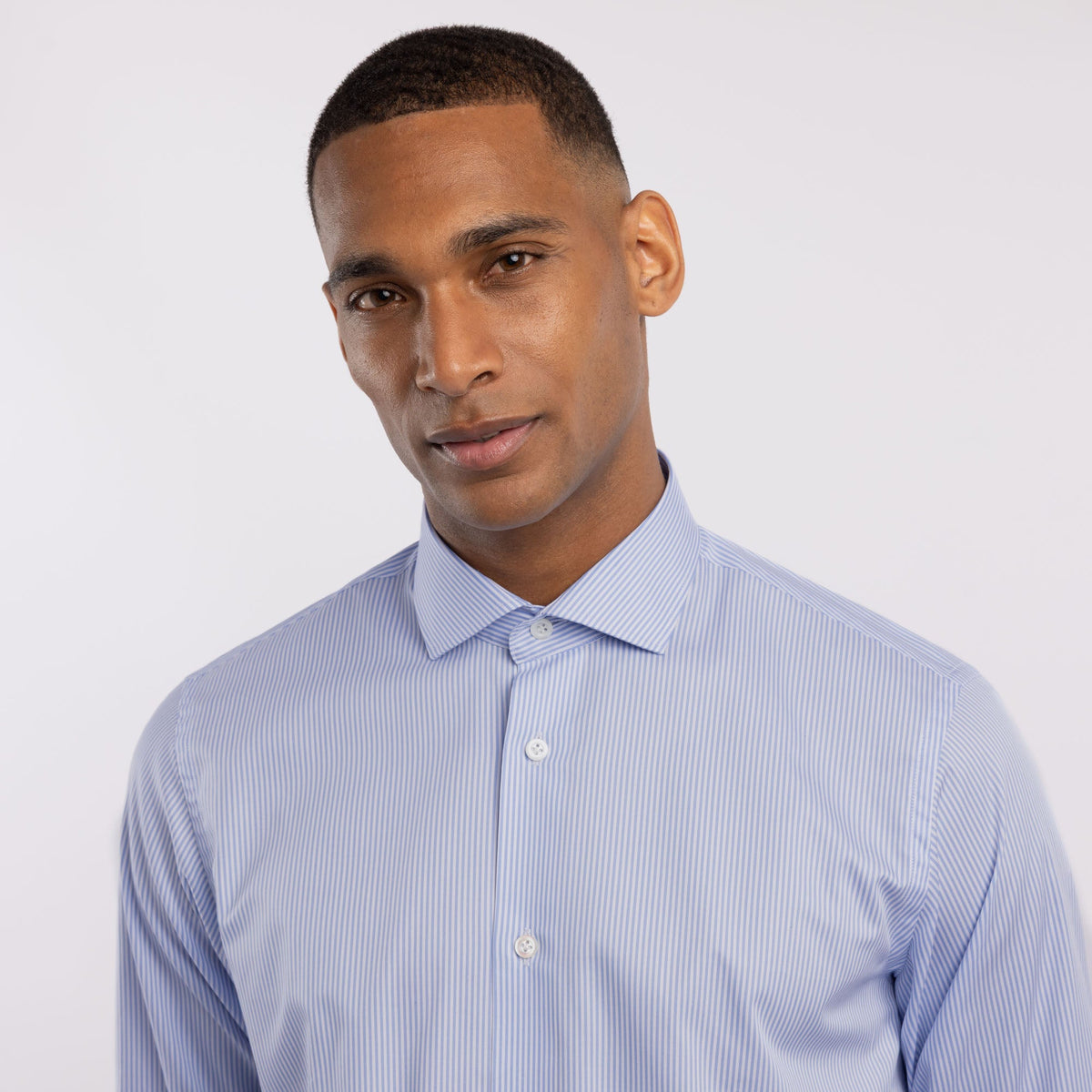 Chemise premium Thomas Mason en twill à rayures bleues