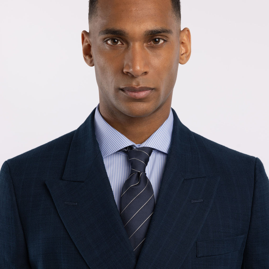 Chemise premium Thomas Mason en twill à rayures bleues