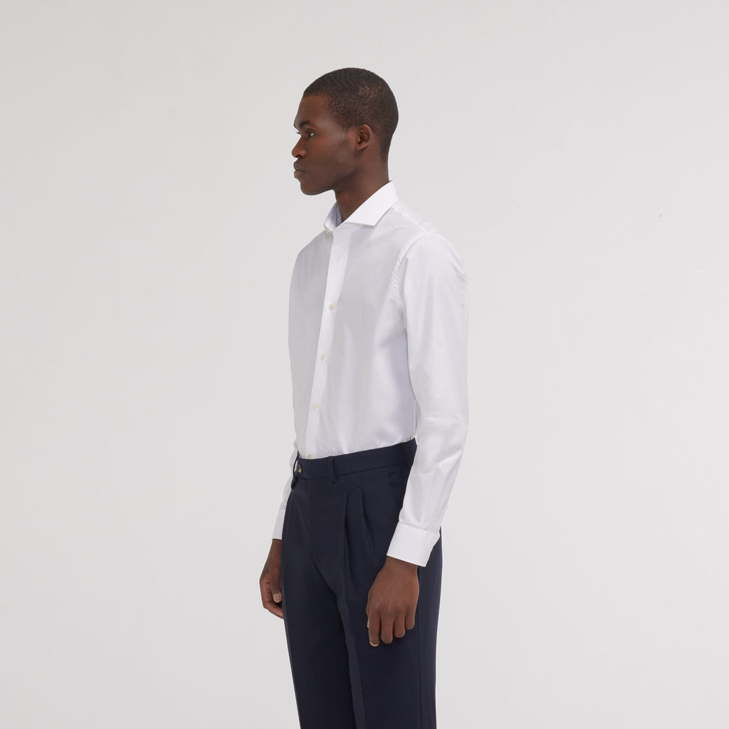 Chemise premium cintrée en pinpoint double retors blanche