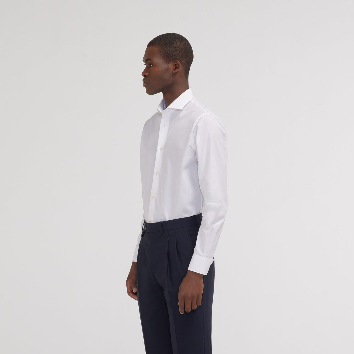 Chemise premium cintrée en pinpoint double retors blanche