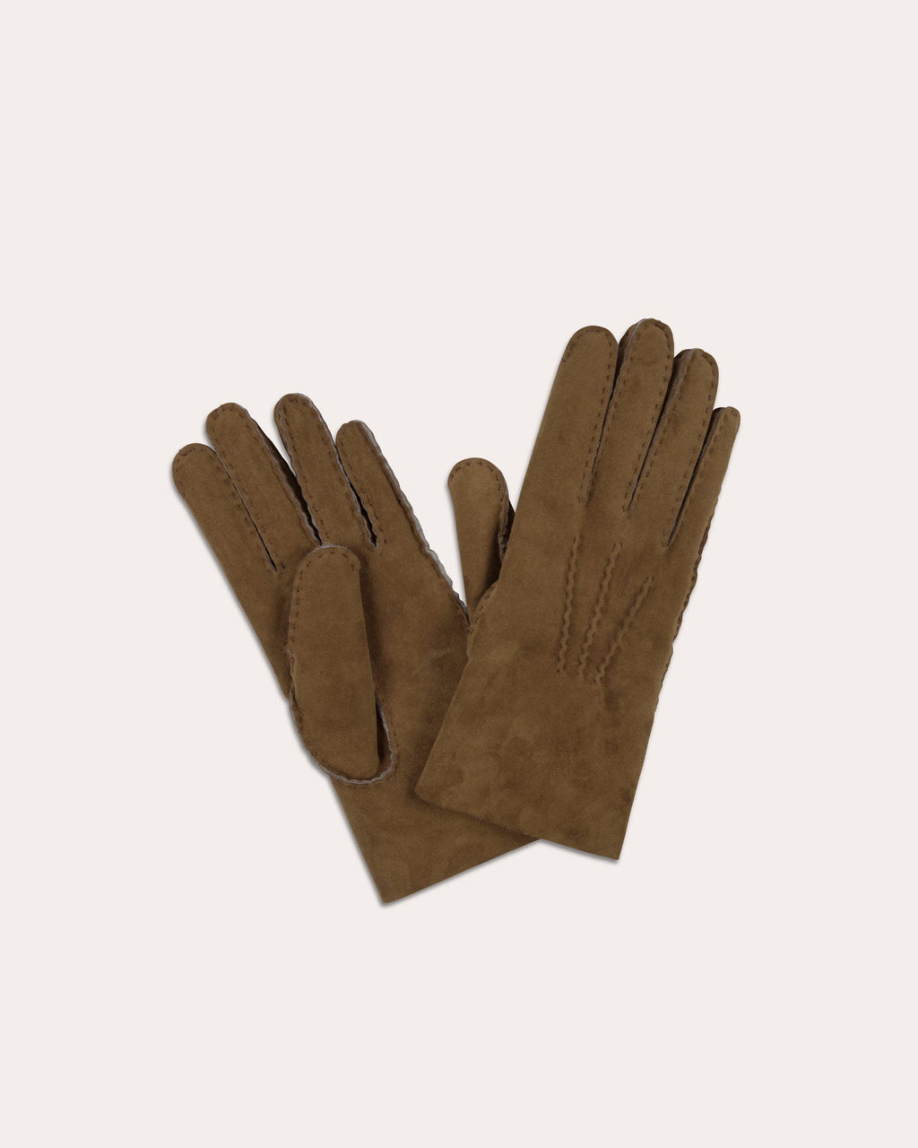 Gants en peau lainée camel
