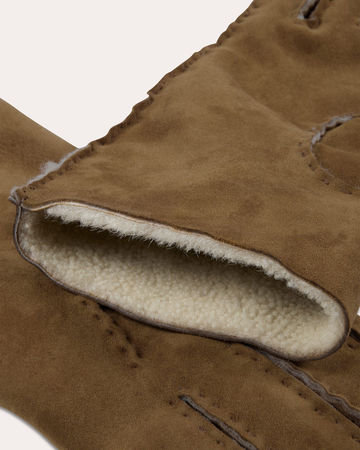 Gants en peau lainée camel