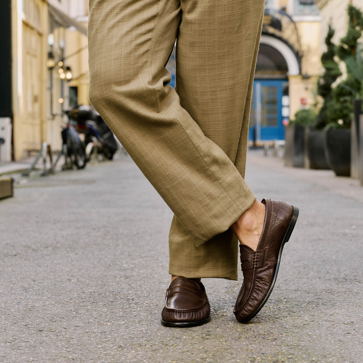 Mocassin en cuir grainé marron