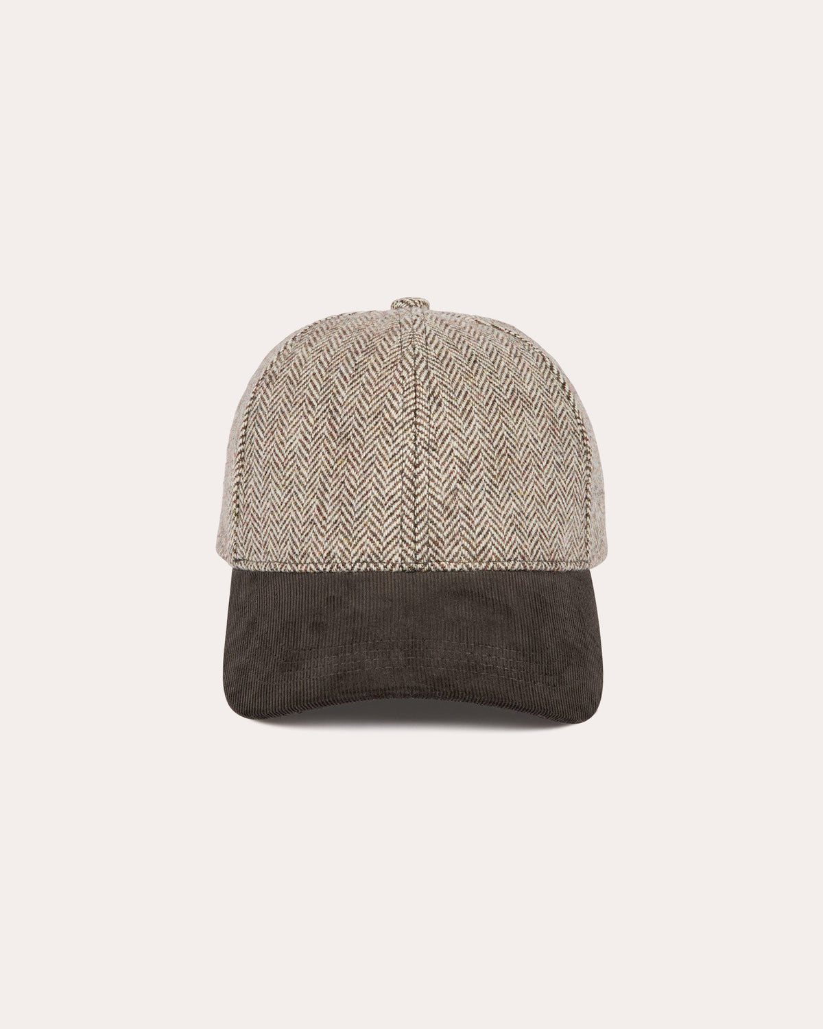Casquette en laine chevrons et velours marron