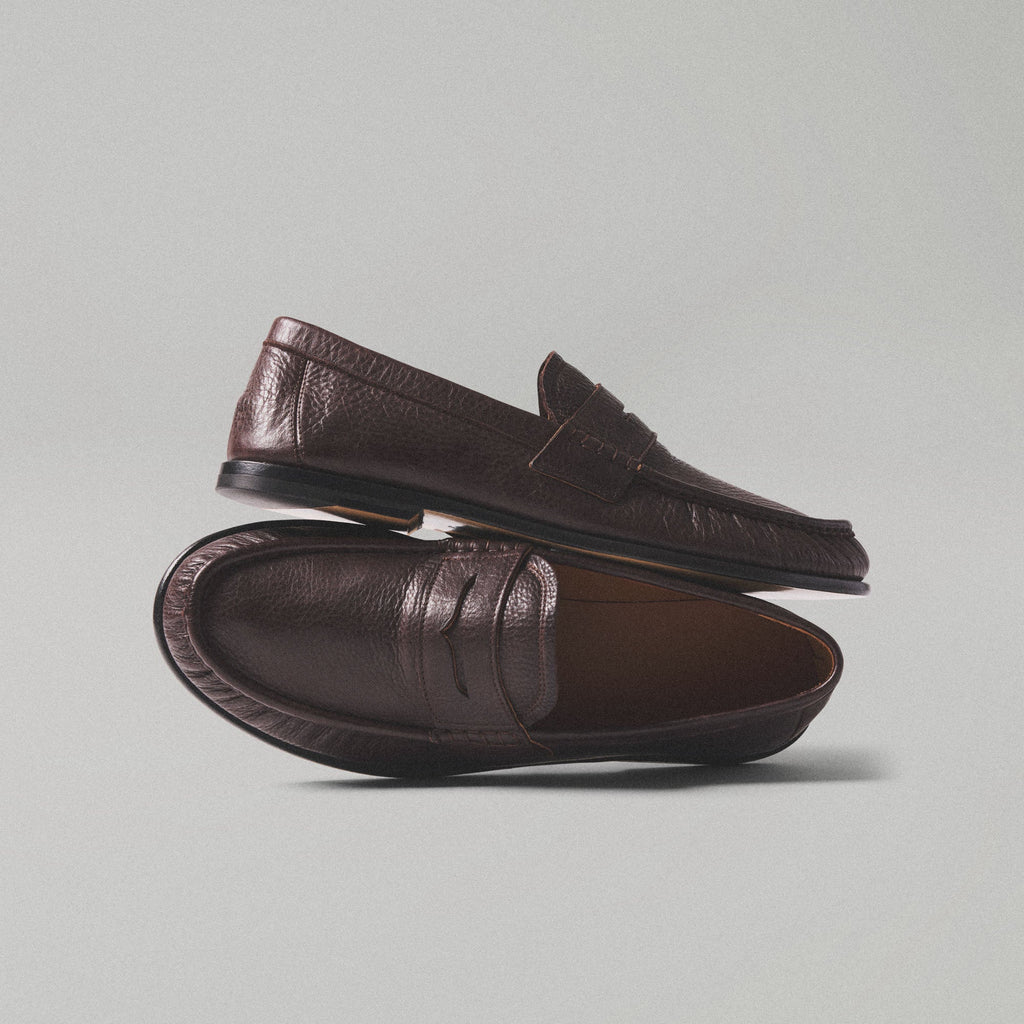 Mocassin en cuir grainé marron