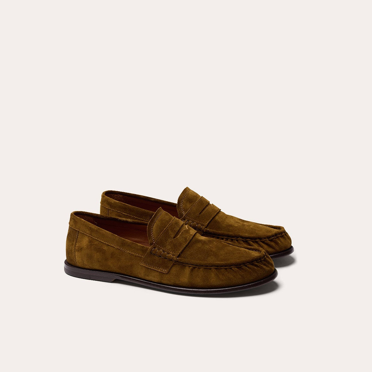 Mocassin en cuir suède kaki