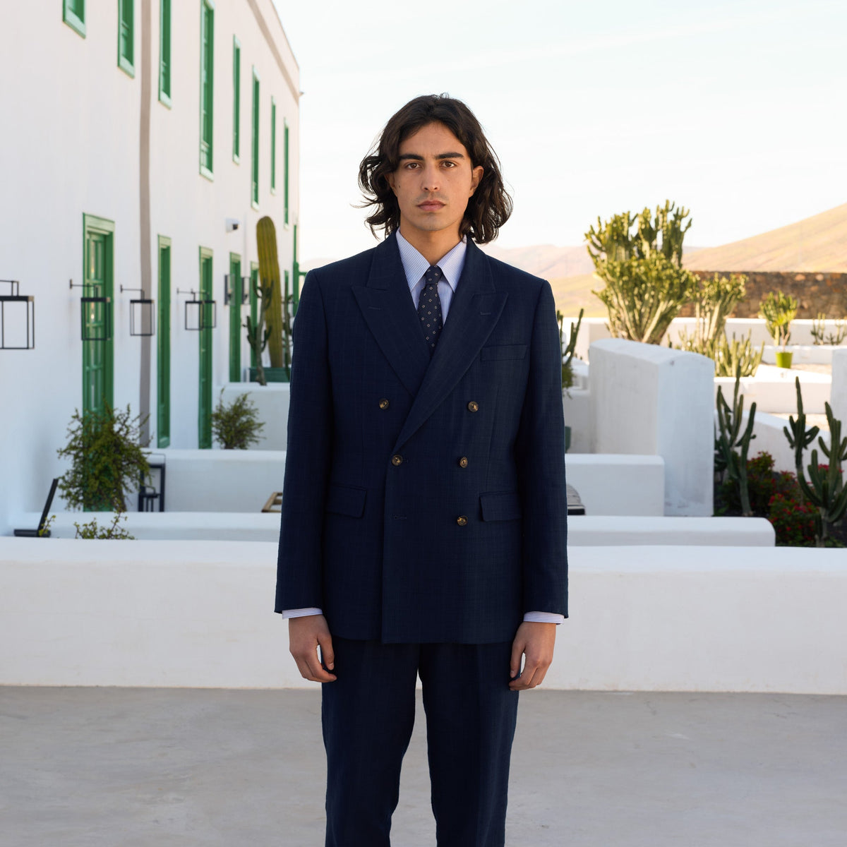 Veste croisée en coton marine