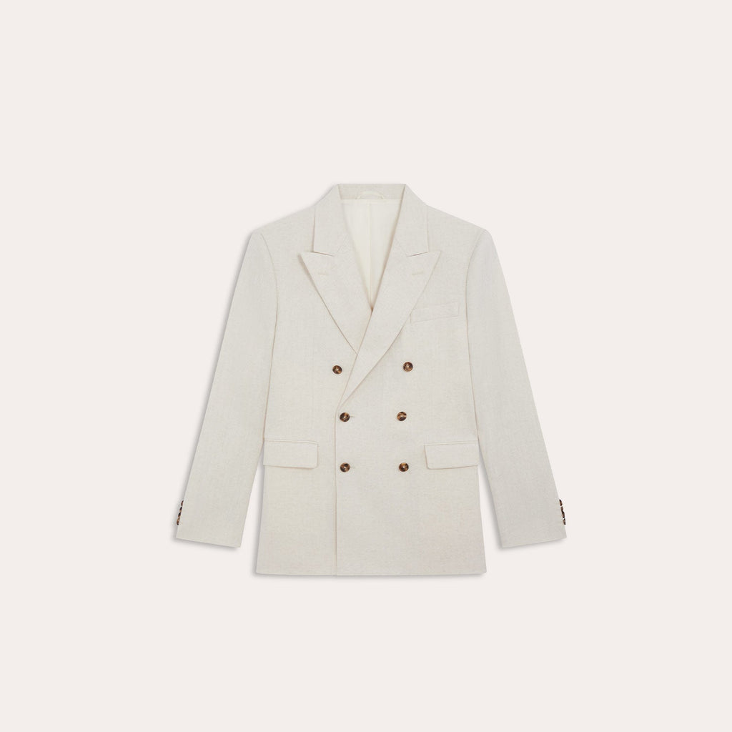 Veste croisée beige en chanvre et coton biologique