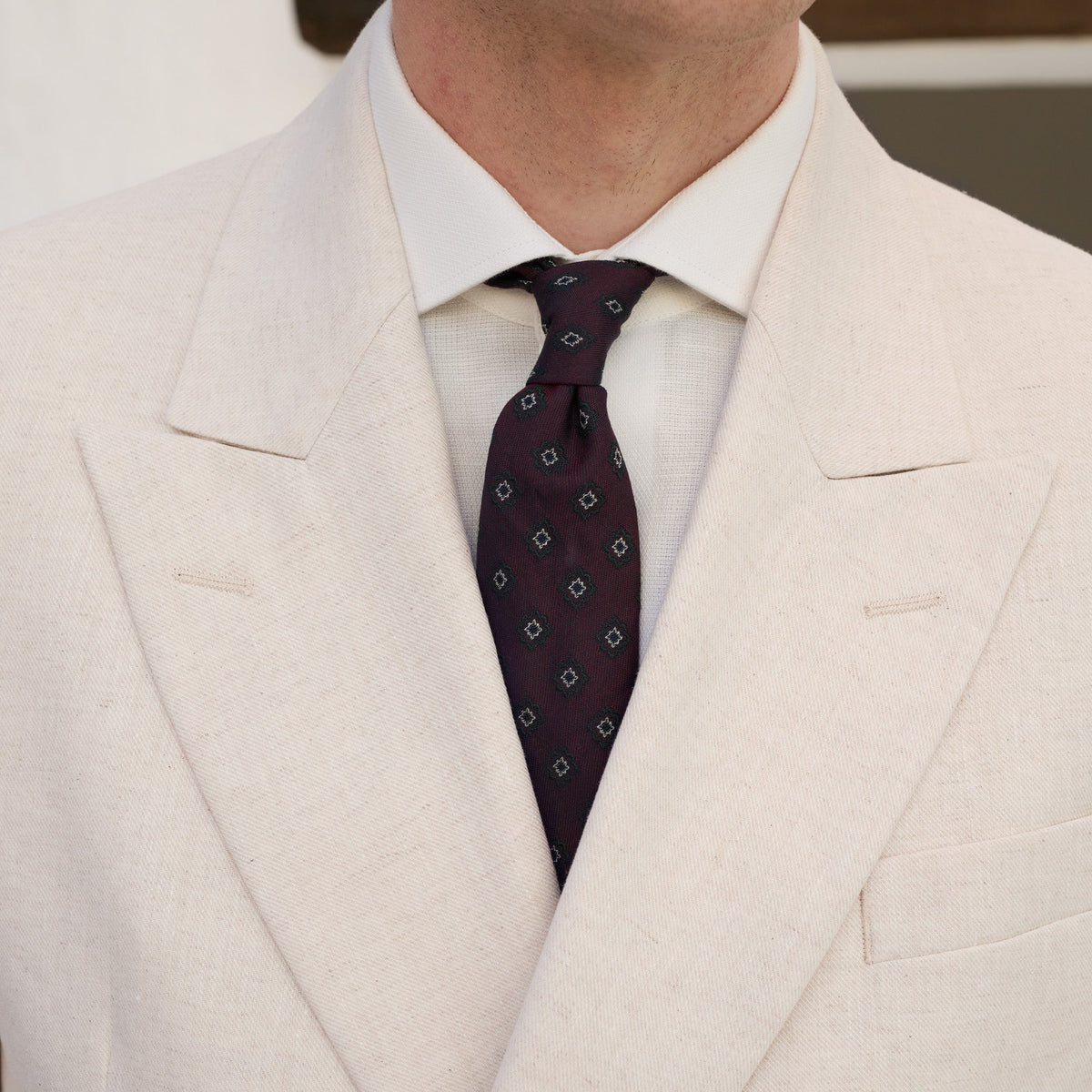 Veste croisée beige en chanvre et coton biologique
