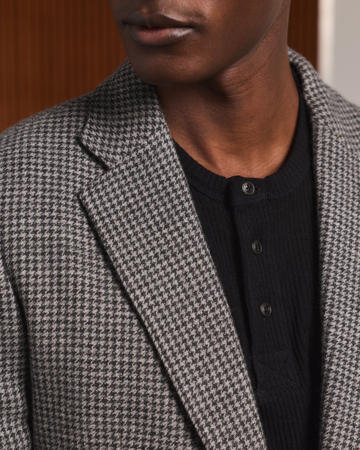 Veste en laine pied-de-poule grise