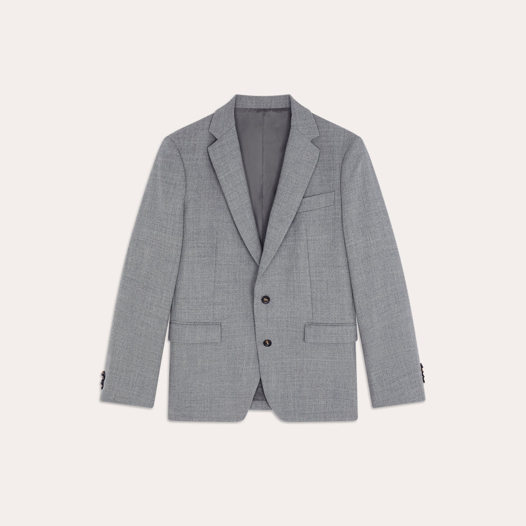 Costume en flanelle de laine grise, pantalon à double plis