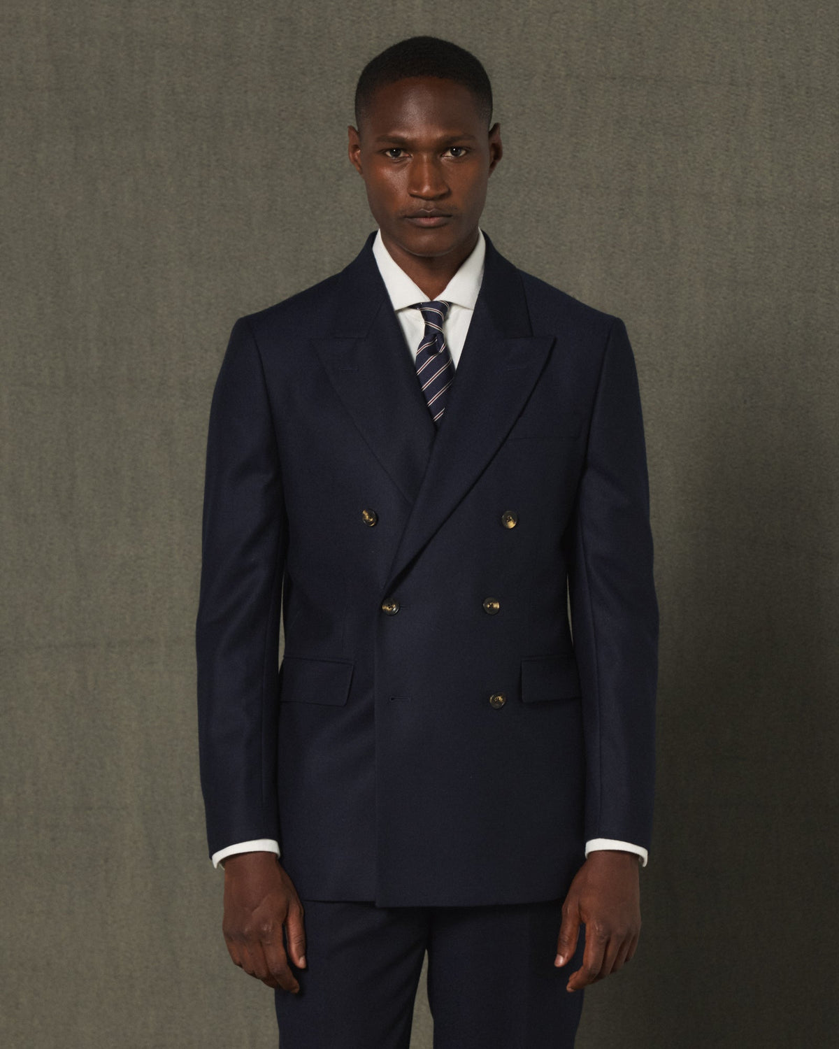 Veste croisée en flanelle de laine marine