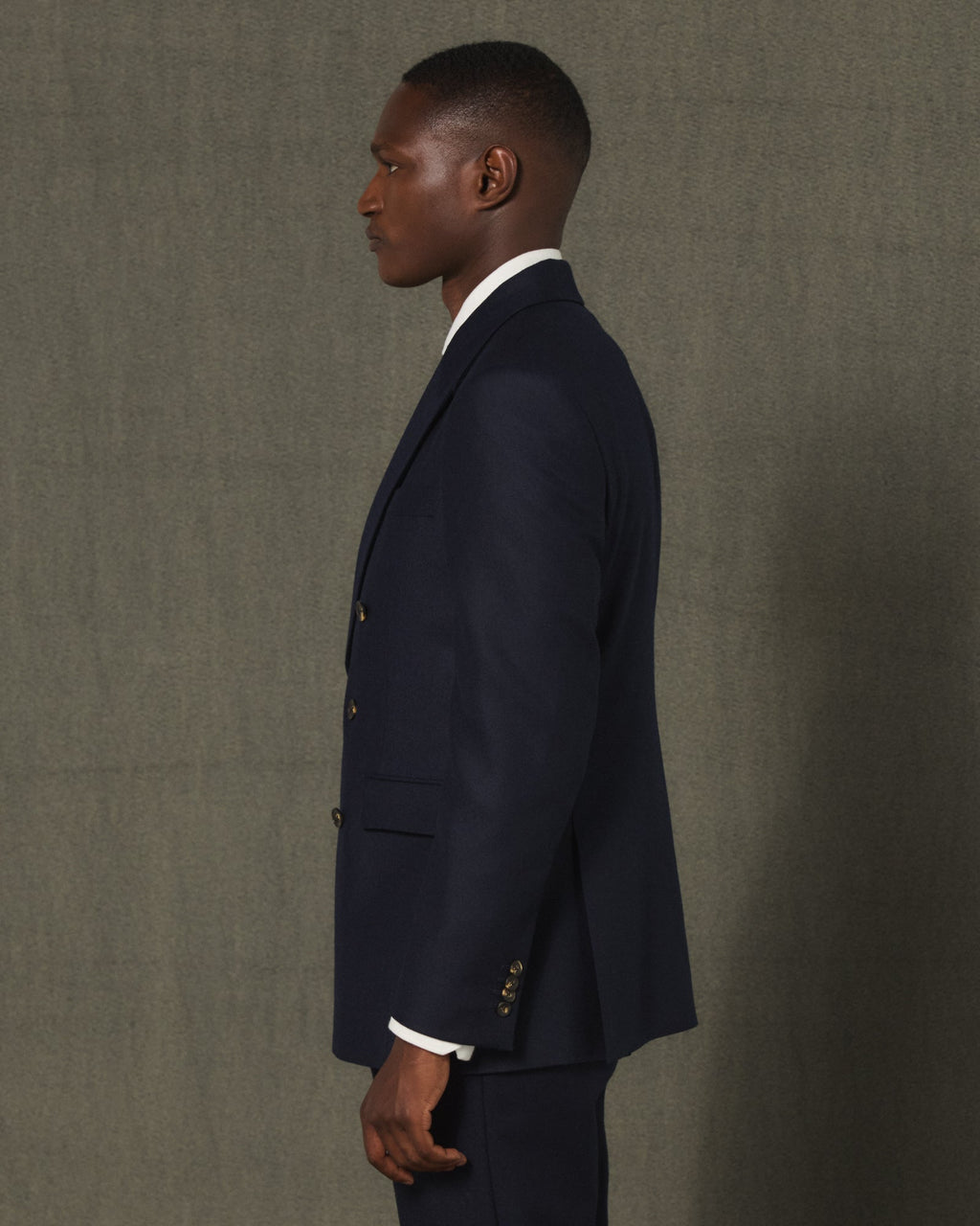 Veste croisée en flanelle de laine marine