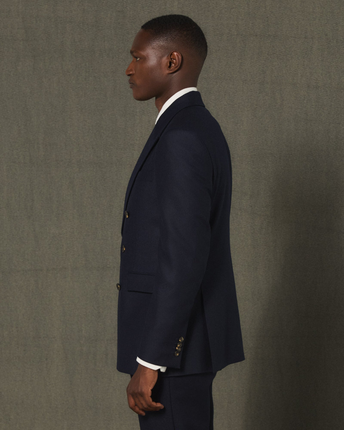Veste croisée en flanelle de laine marine