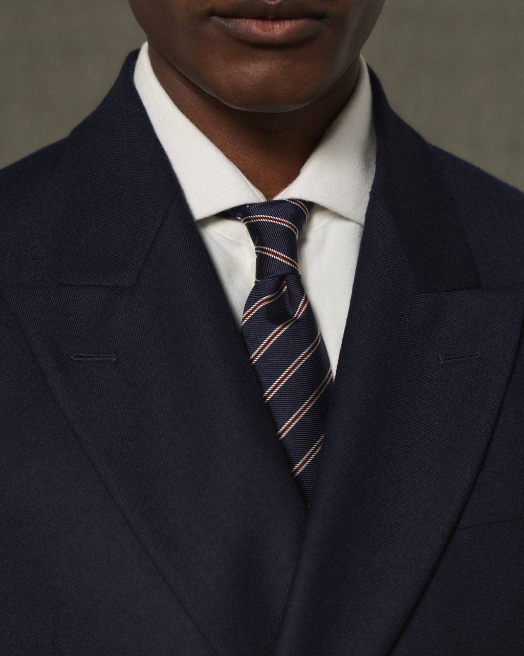 Veste croisée en flanelle de laine marine