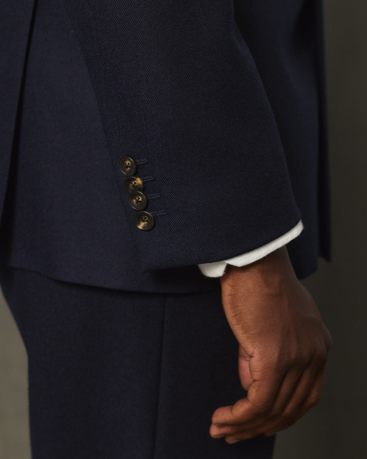 Costume croisé en flanelle de laine marine
