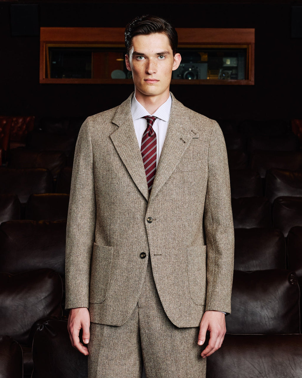 Veste en laine chevron marron