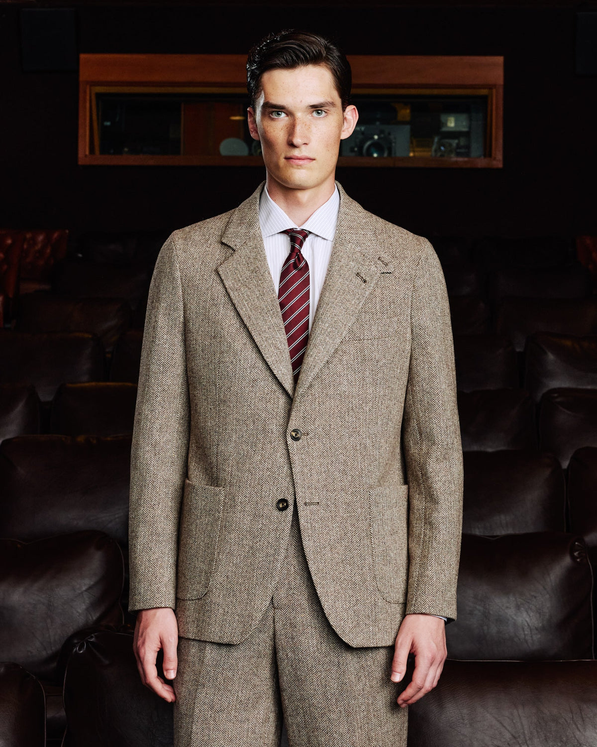 Veste en laine chevron marron