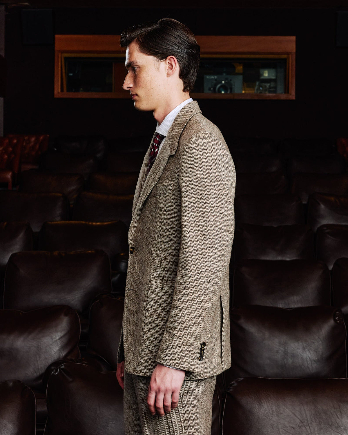 Veste en laine chevron marron