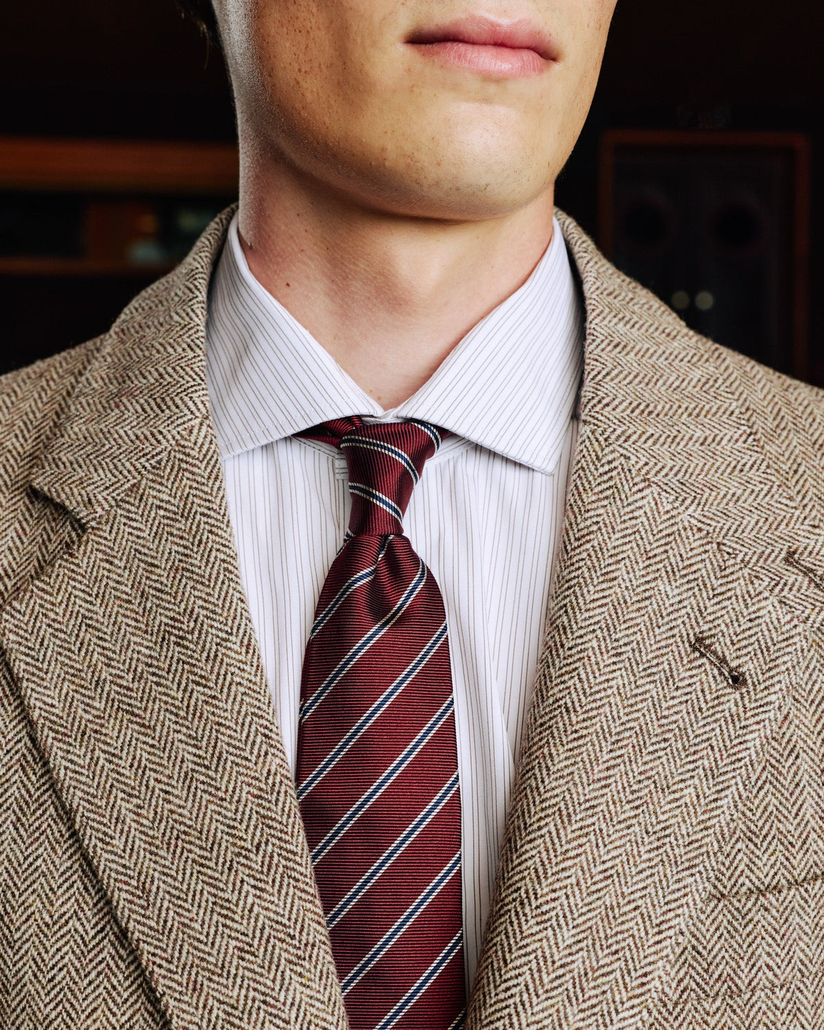 Veste en laine chevron marron