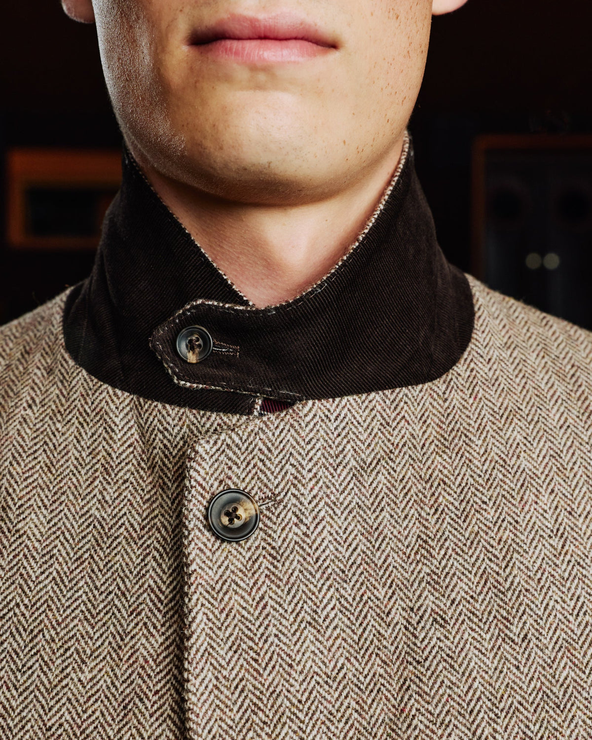 Veste en laine chevron marron