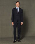 Costume formel en laine marine, pantalon droit
