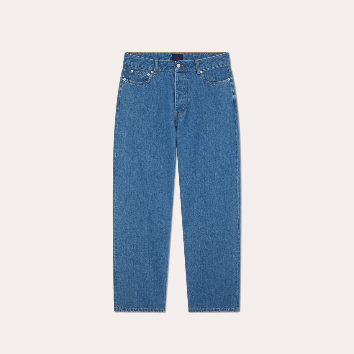 Jean droit bleu en coton italien