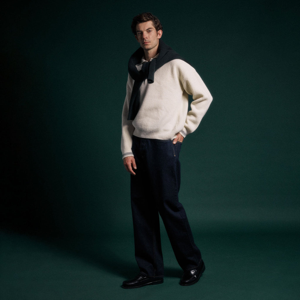Jean selvedge droit brut en coton biologique italien