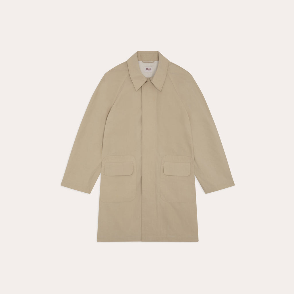 Manteau imperméable en coton cire beige