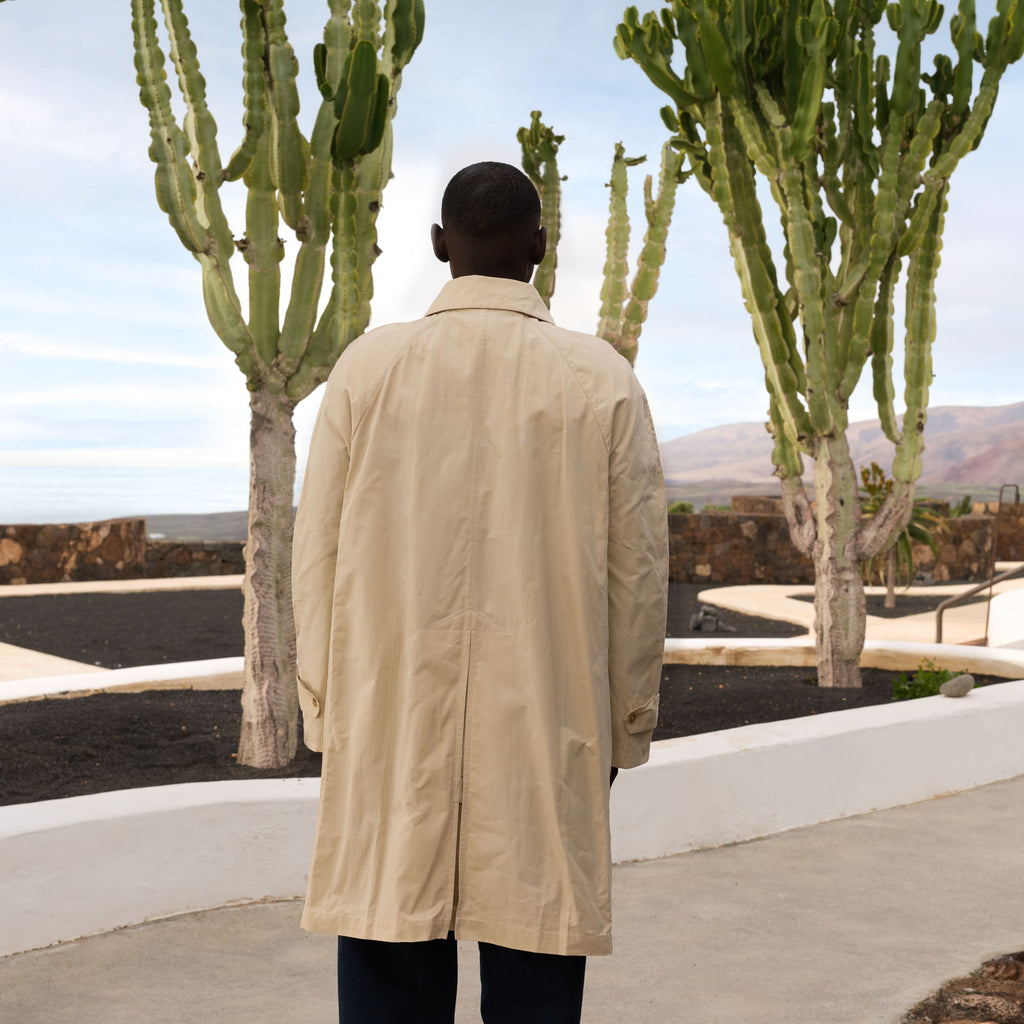 Manteau imperméable en coton cire beige