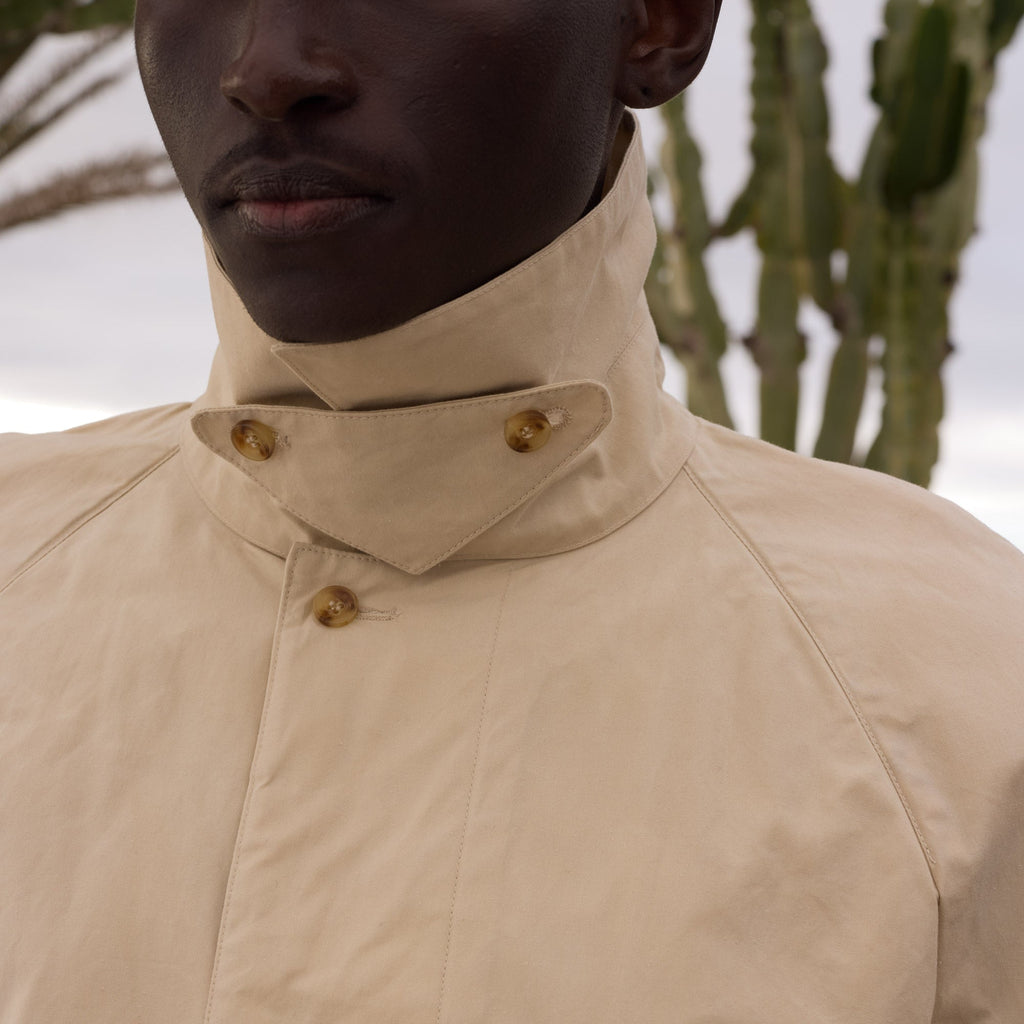 Manteau imperméable en coton cire beige
