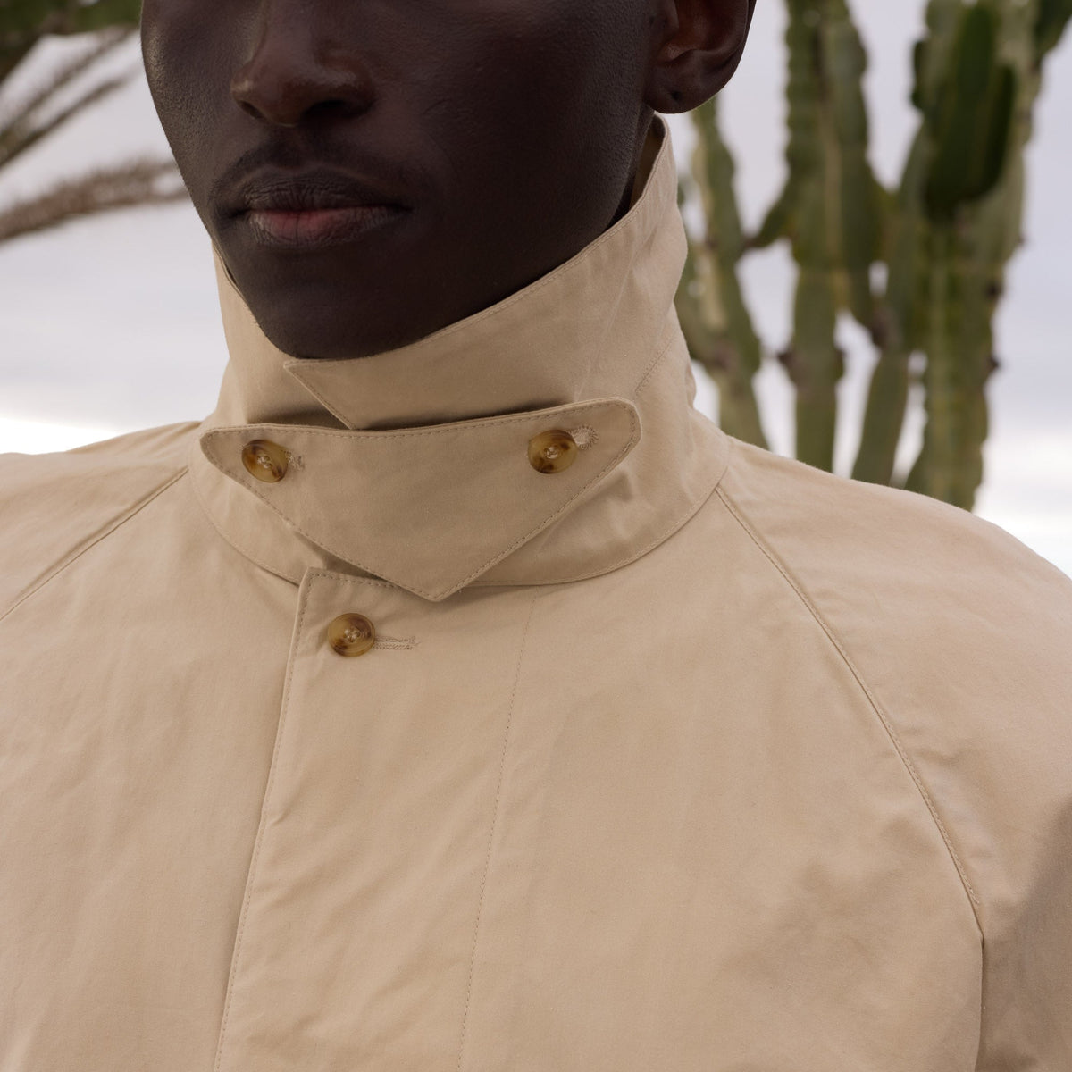 Manteau imperméable en coton cire beige