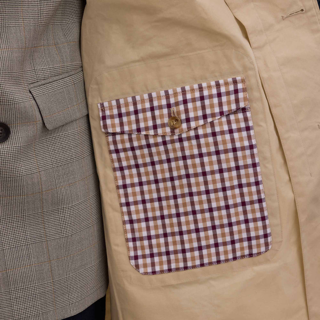 Manteau imperméable en coton cire beige