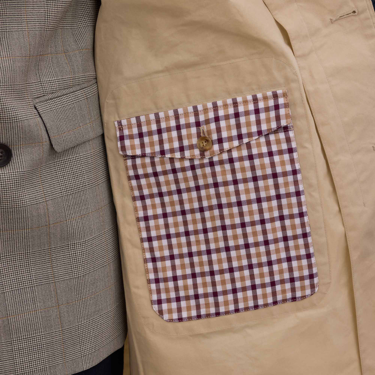 Manteau imperméable en coton cire beige