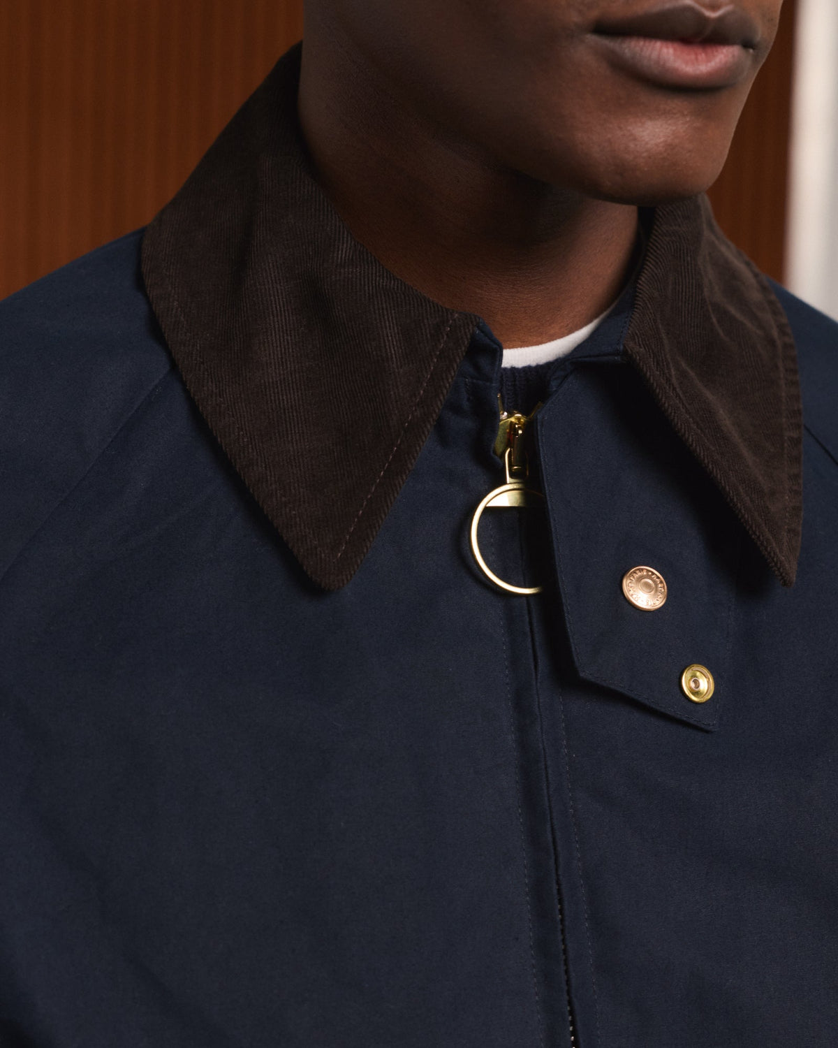 Blouson en coton ciré bleu