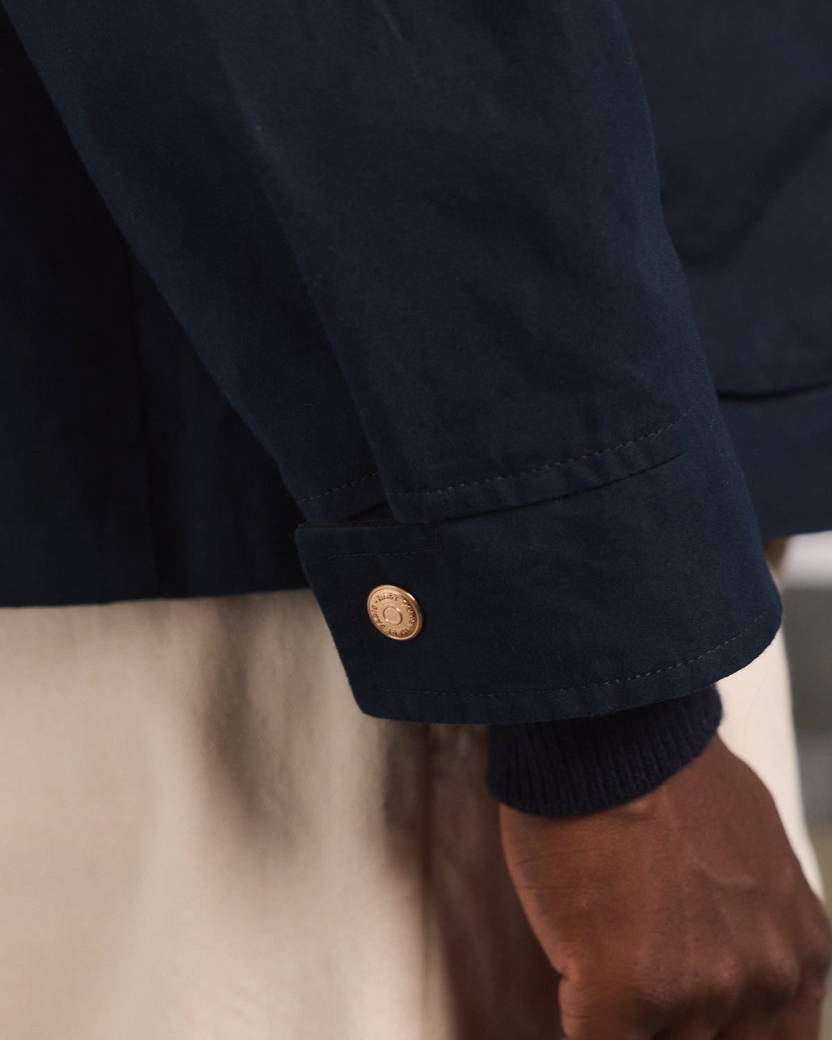 Blouson en coton ciré bleu