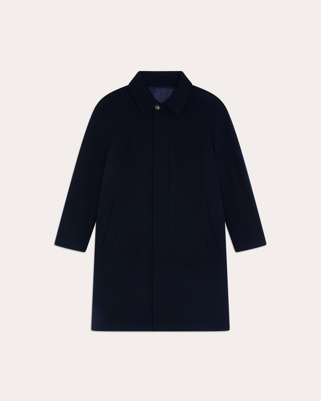 Manteau Balmacaan en laine vierge chevrons marine