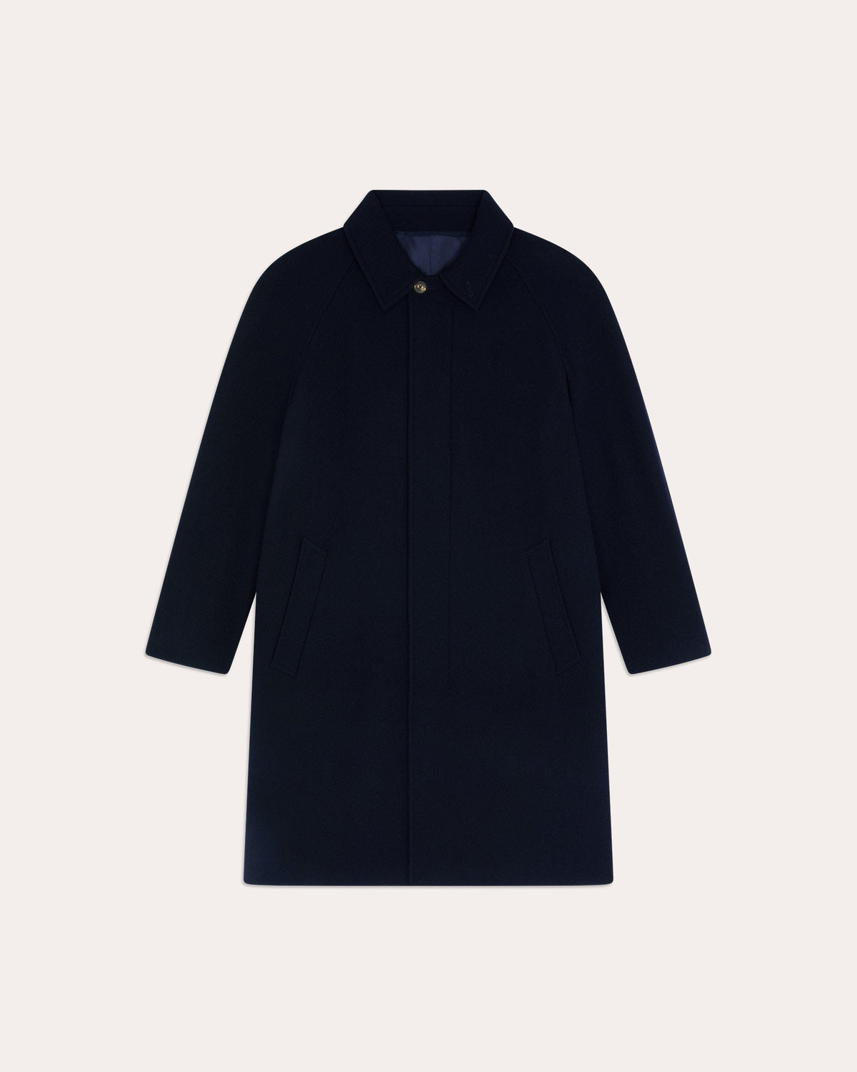 Manteau Balmacaan en laine vierge chevrons marine