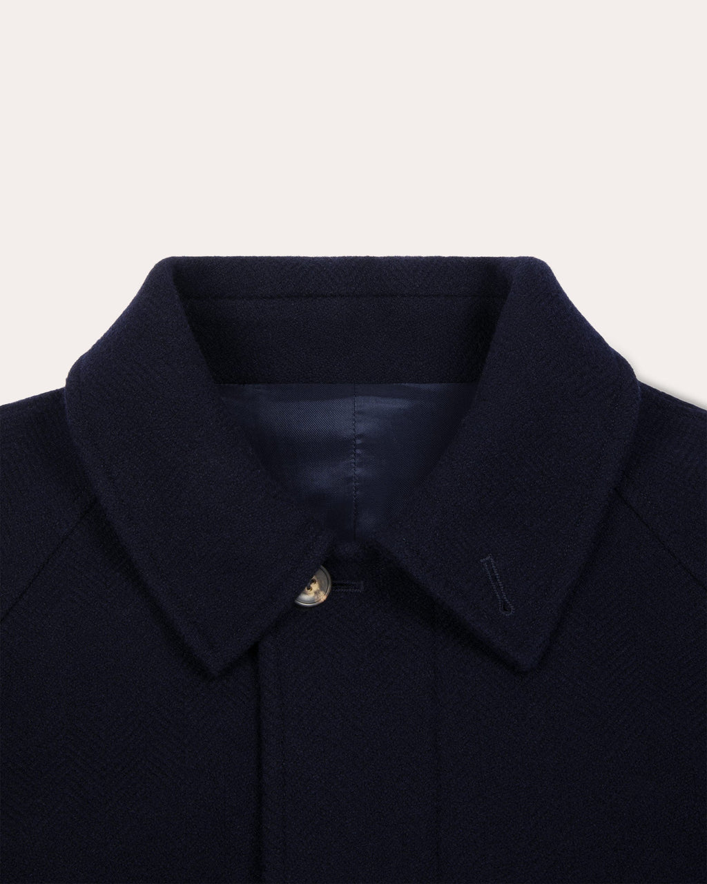 Manteau Balmacaan en laine vierge chevrons marine