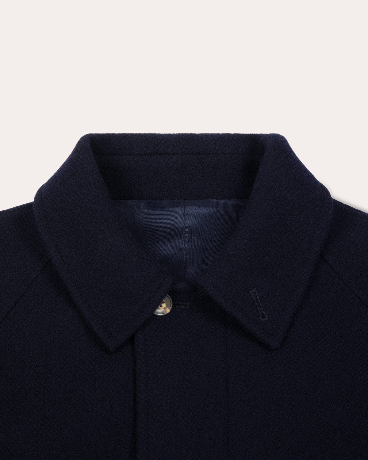 Manteau Balmacaan en laine vierge chevrons marine