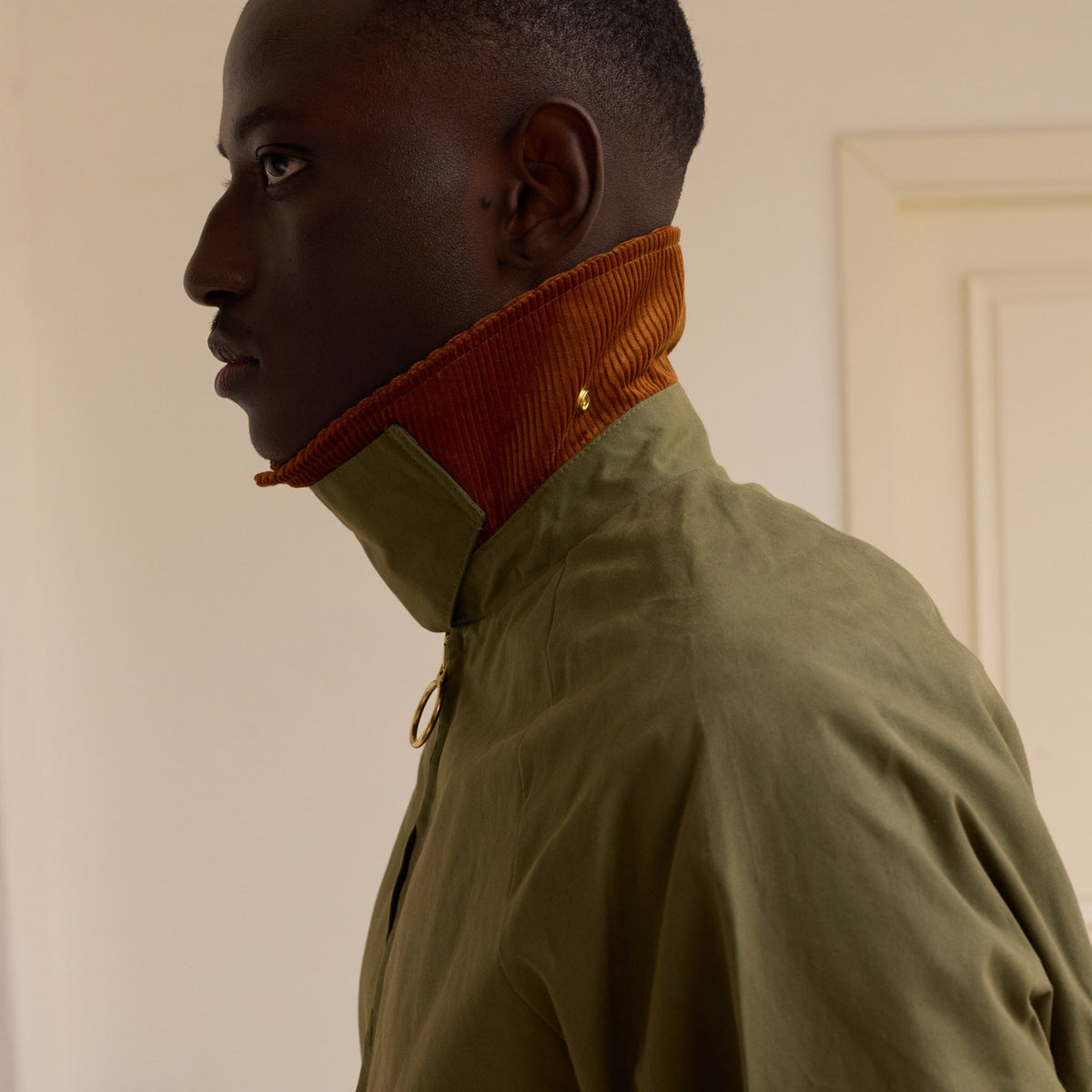 Blouson en coton ciré vert