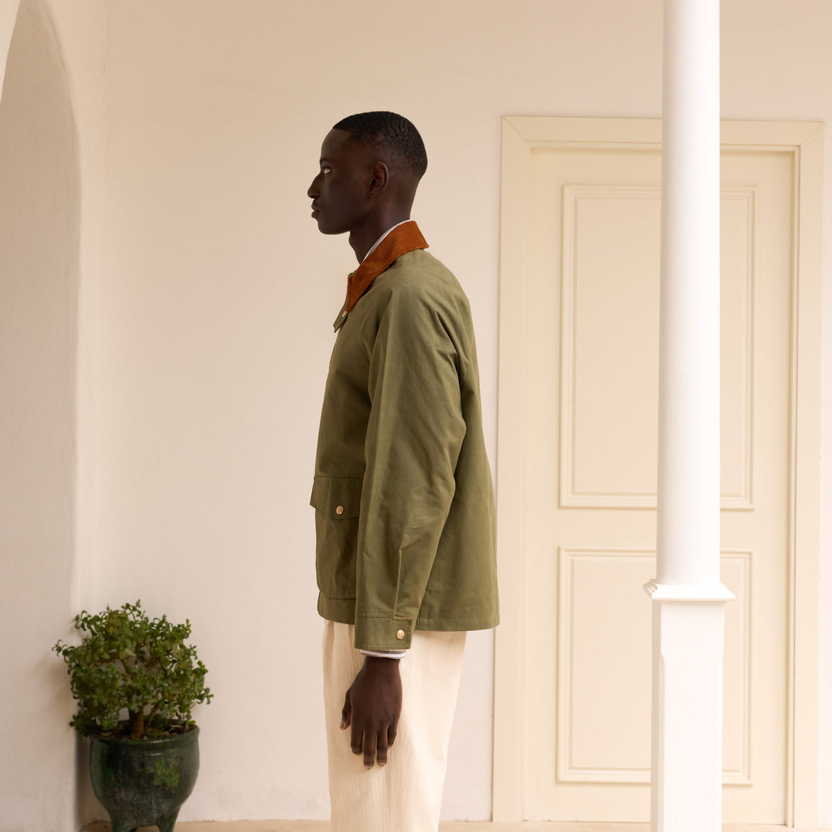Blouson en coton ciré vert